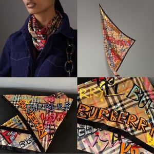 Burberry Women’s Silk Scarf Vintage Check Triangular New Multicolor